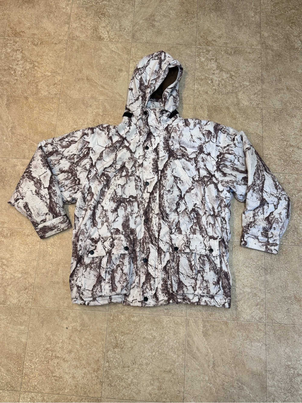 Natural Gear Men’s Fleece Lined Snow Camo Parka White Brown Camouflage Jacket L - Picture 2 of 11